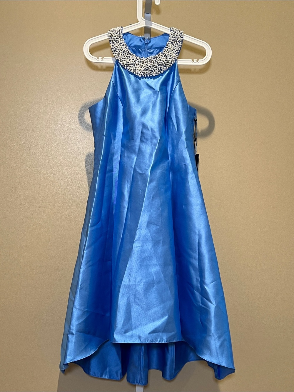 Adrianna Papell Royal Blue Pearl Collar Formal Dress